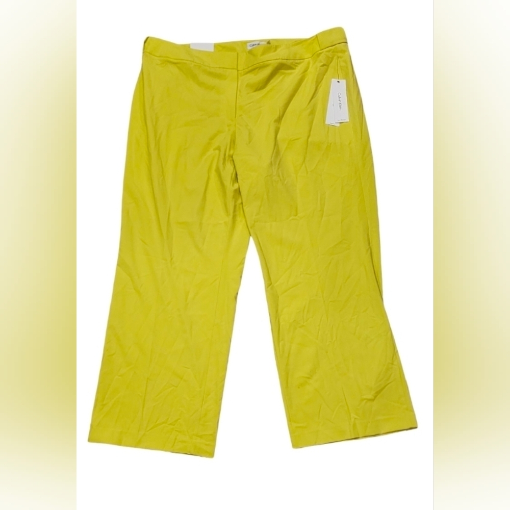 Calvin Klein NWT Bright Yellow Wide Leg Slacks, Size 20W